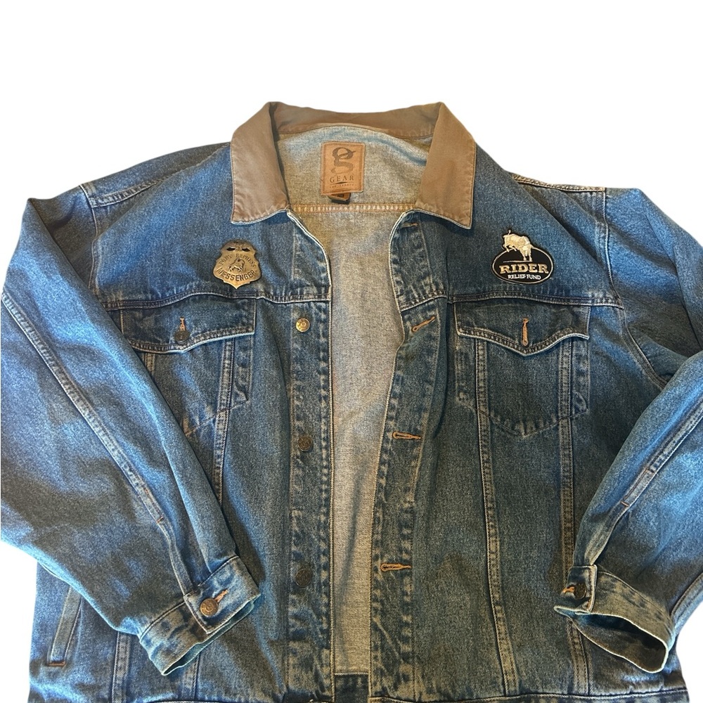 Gear For Sports Blue Denim Jacket with Tan Collar